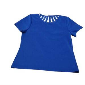 Women's Forever 21 Plus Sizes Blue Cut Out Short Sleeve T-Shirt